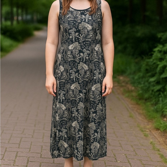 J. Jill Wearever Collection Tiki Tropical Sleeveless Dress Size Medium - Picture 1 of 6